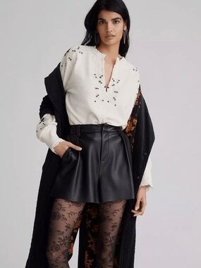 Anthropology Embroidered Split Neck Sweatshirt size medium